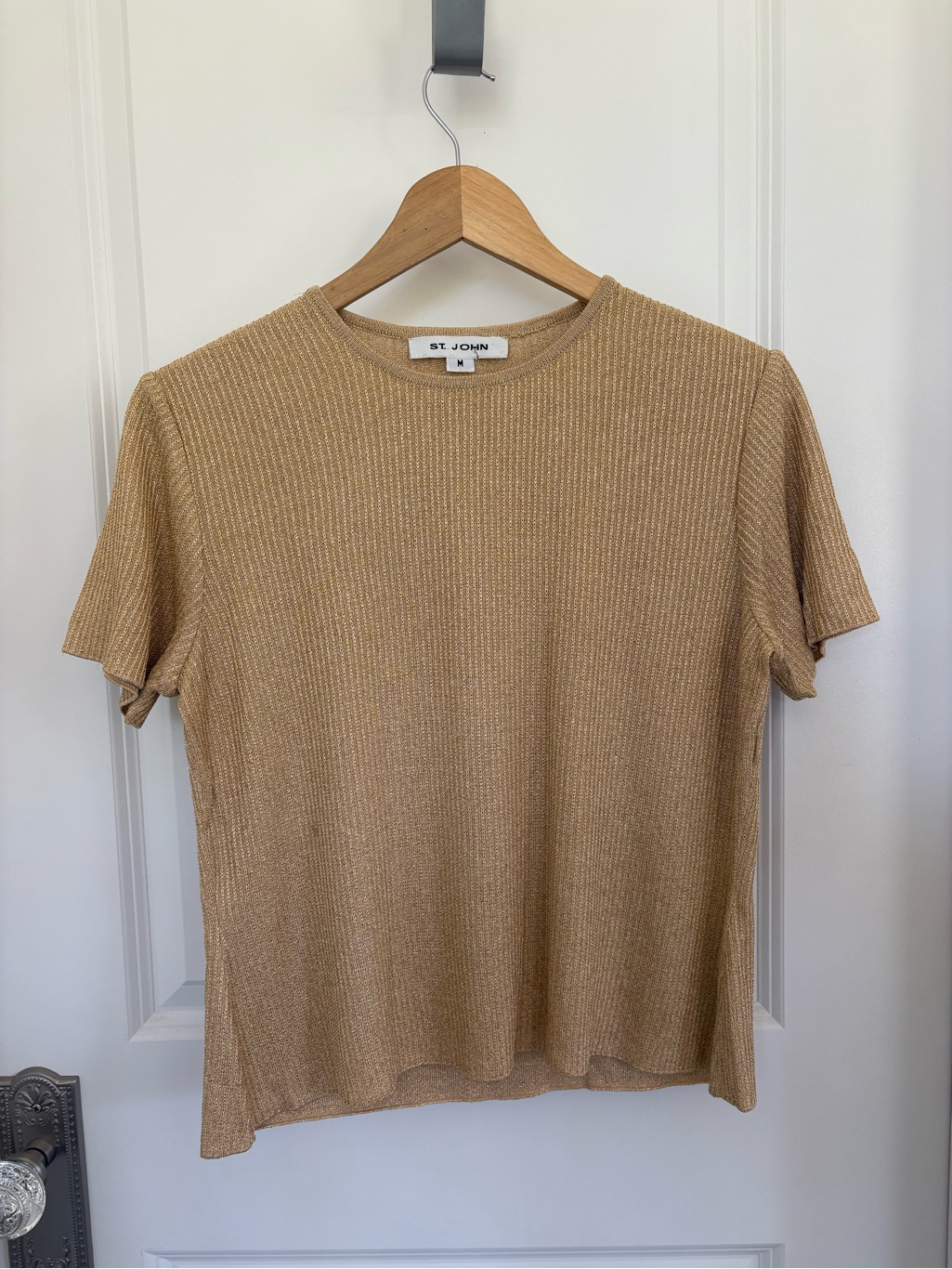 St John Metallic Gold T Shirt Size Medium
